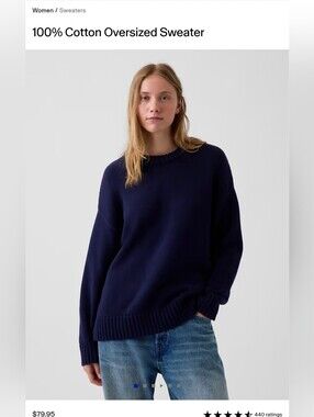 GAP Cotton Oversized Navy Sweater